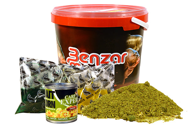 Benzar Mix - Set Nada + Aditivi+ Momeli + Galeata Instant Groundbait Mix, 3kg, Amur