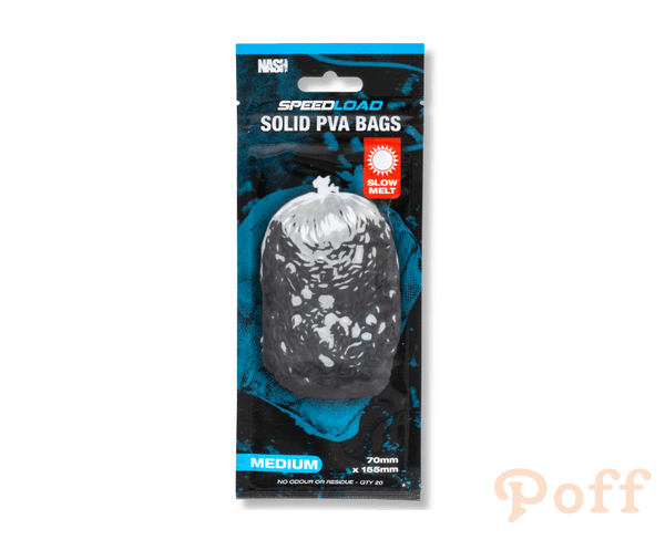 Nash - Pungi Solubile Pva Speedload Solid Pva Bag, Slow Melt, 20buc/plic, Medium 70x155mm