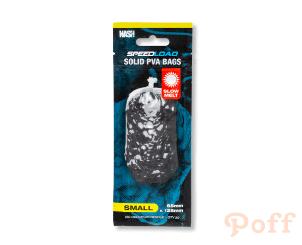 Nash - Pungi Solubile Pva Speedload Solid Pva Bag, Slow Melt, 20buc/plic, Small 55x125mm